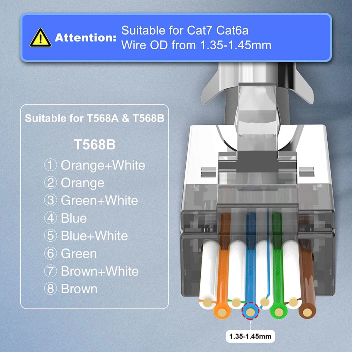 ZoeRax CAT6A CAT7 Connector, RJ45 Connectors Pass Through CAT6A CAT7 Shielded, 3-Prong with Strain Relief Boots Black — view 4