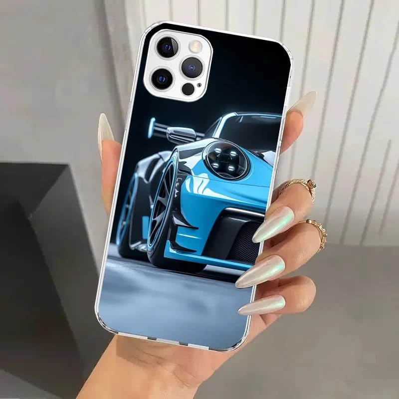 Sports Car 911 Phone Case for Iphone 17 Air 16 15 Plus 14 13 Mini 12 11 Pro Max 16E 7 8 SE 2020 Soft Funda Print Shell — view 2