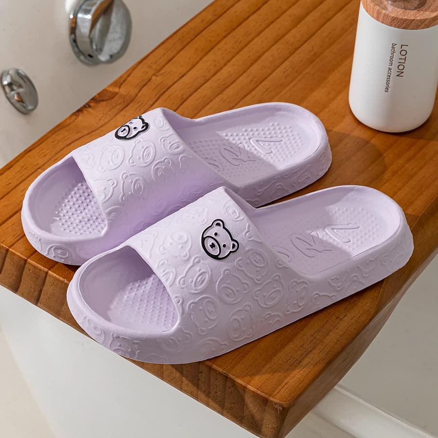 Fashion Women's Slippers Indoor Soft Sole Cartoon Bear Print Slides Bathroom EVA Indoor Men Summer Outdoor Cool Shoes Couple — view 5