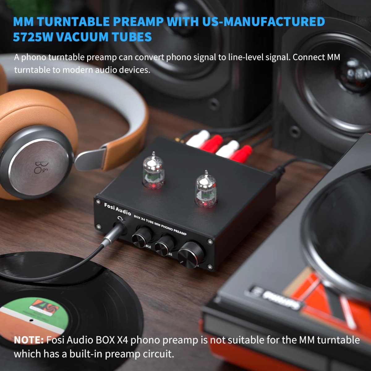 Fosi Audio Phono Preamp for Turntable Phonograph Preamplifier With Vacuum Tube Amplifier HiFi BOX X4 — view 2
