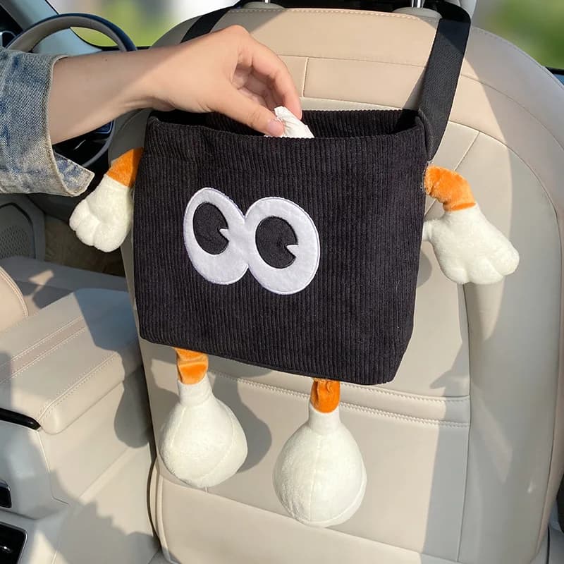 Car Trash Can Tissue Box Cartoon 2-in-1 Car Umbrella Storage Bin Auto Seat Back Hanging Storage Bag Backseat Cup Holder Holder — view 4