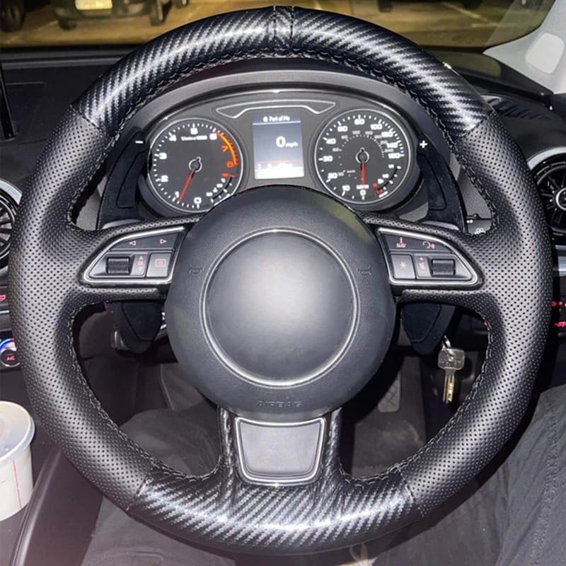 Car Steering Wheel Braid Cover For Audi A1 A3 A4 2015-2016 A7 2012-2018 S7 2013-2018 RS7 2014-2015 Suede Leather Car Accessories — view 2