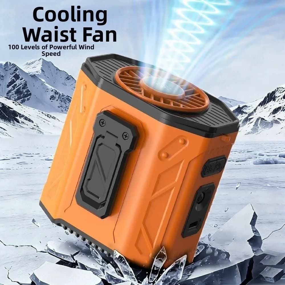 Rechargeable Waist Clip Fan 100 Gears Strong Cooling Wearable Belt Fan Long Battery High-Speed Hanging Neck Fan Outdoor Work 2