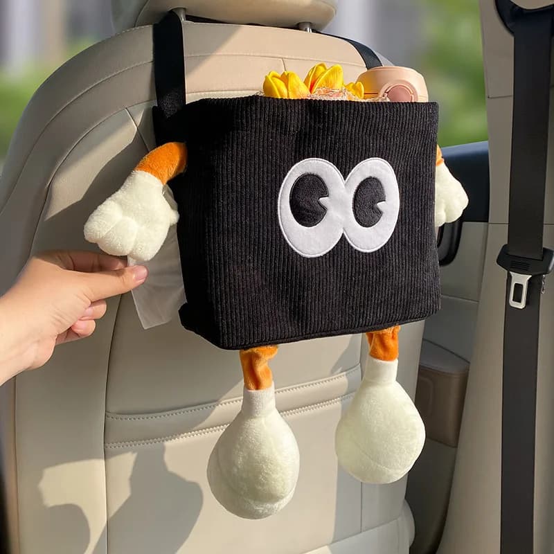 Car Trash Can Tissue Box Cartoon 2-in-1 Car Umbrella Storage Bin Auto Seat Back Hanging Storage Bag Backseat Cup Holder Holder — view 2