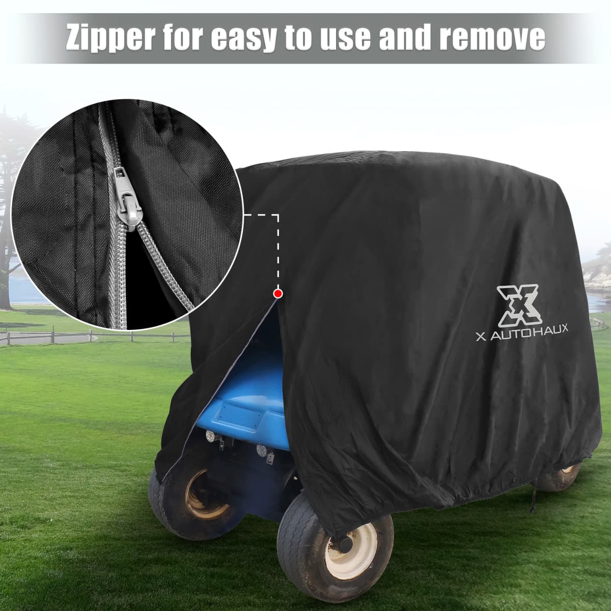 X Autohaux Waterproof Golf Cart Cover 400D Protective Outdoor Cover Sunproof Dustproof for 2 / 4 Passengers Golf Cart Accessory — view 2