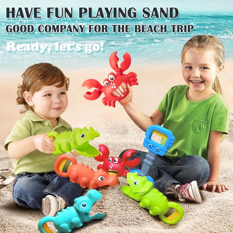 Children's beach toy, lobster, dinosaur toy clip, male and female crab foot pliers, robotic arm, beach dredging shovel set — view 2