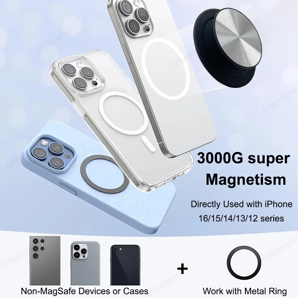 Grippopso Magnetic Folding Cell Phone Grip For Samsung Holder Socket Pocket For IPhone 52 Magnet Safe Ring Finger Expanding Stan — view 3