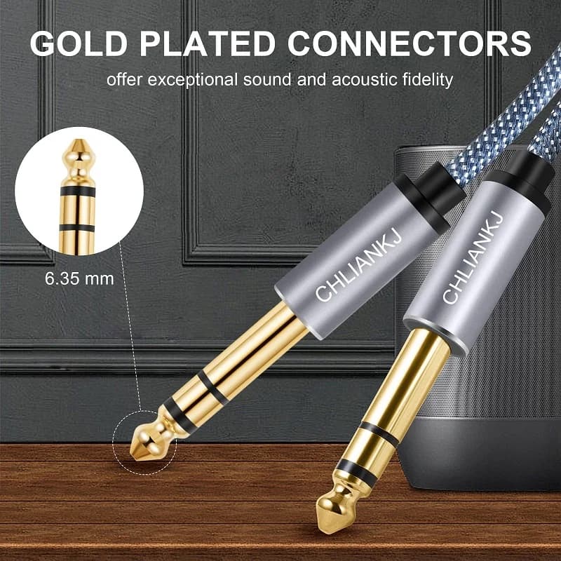 SHULIANCABLE 6.35mm Guitar Audio Cable, Nylon Braided 6.35mm to 6.35mm Jack Audio Cable for Electric Guitar, Keyboards, Etc — view 3