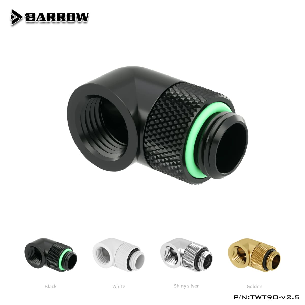Barrow Angled Fitting G1/4'' 45/90 Degree M-F Rotary 360° Rotatable Adapter PC Water Cooling Elbow Connect Direction 4 Colors — view 2