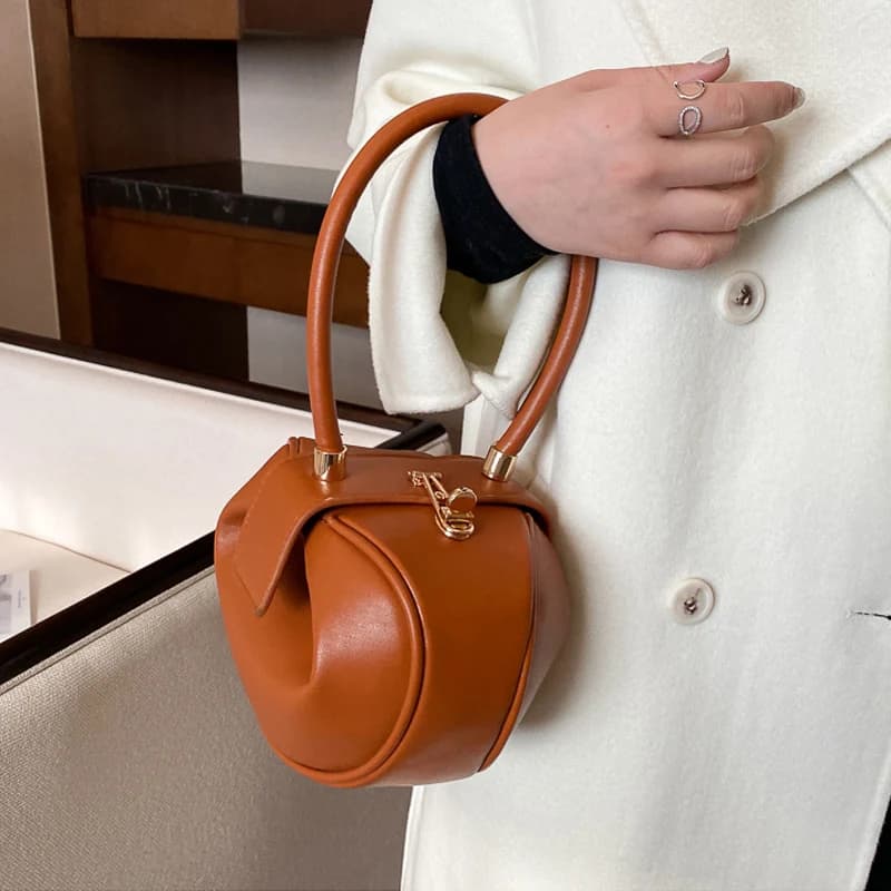 Bowling Spherical Women's Handbag Luxury Brand Designer Hobos Bag Fashion Mini Round Shoulder Bags PU Leather Female Purse — view 4