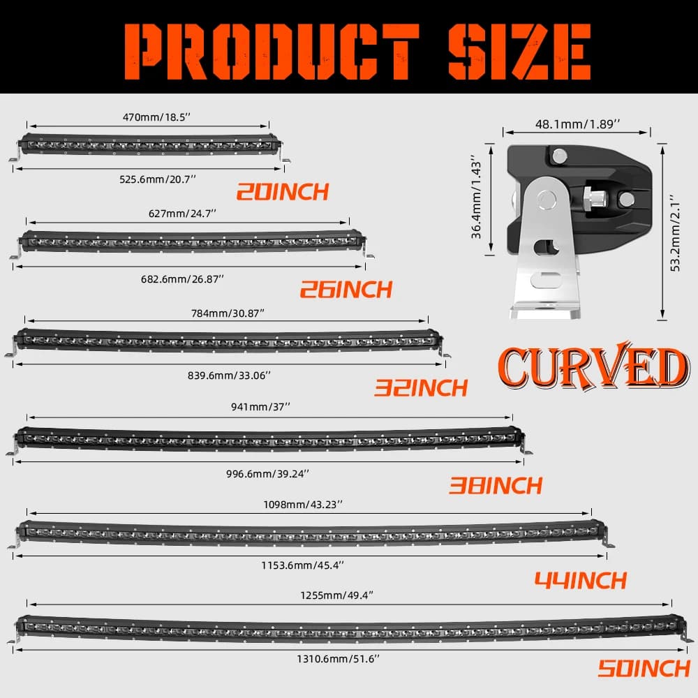 CO LIGHT New Cruved Slim LED Bar 20"26"32"38"44"50" LED Light Bar/Work Light for Driving Truck 4X4 UAZ 4WD ATV Car Barra 12V 24V — view 4