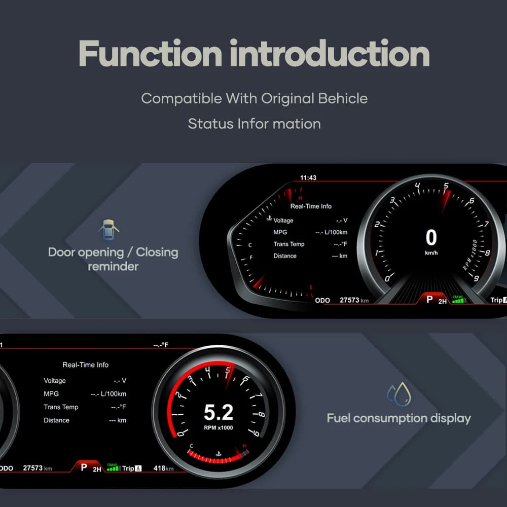 12.3 inch Prelingcar Digital Dashboard For Infiniti Q70 Car Lcd Panel Speedometer Virtual Cockpit — view 4
