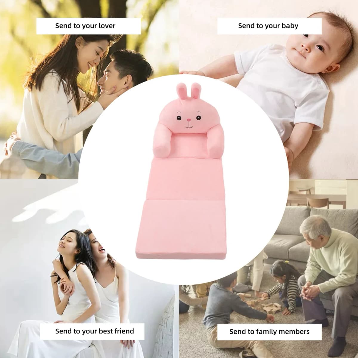 【Kid】Cartoon Foldable Kids Sofa Comfortable Cute Shape Washable Humanize Kids Foldable Sofa Bed Wide Armrest for Bedroom — view 3