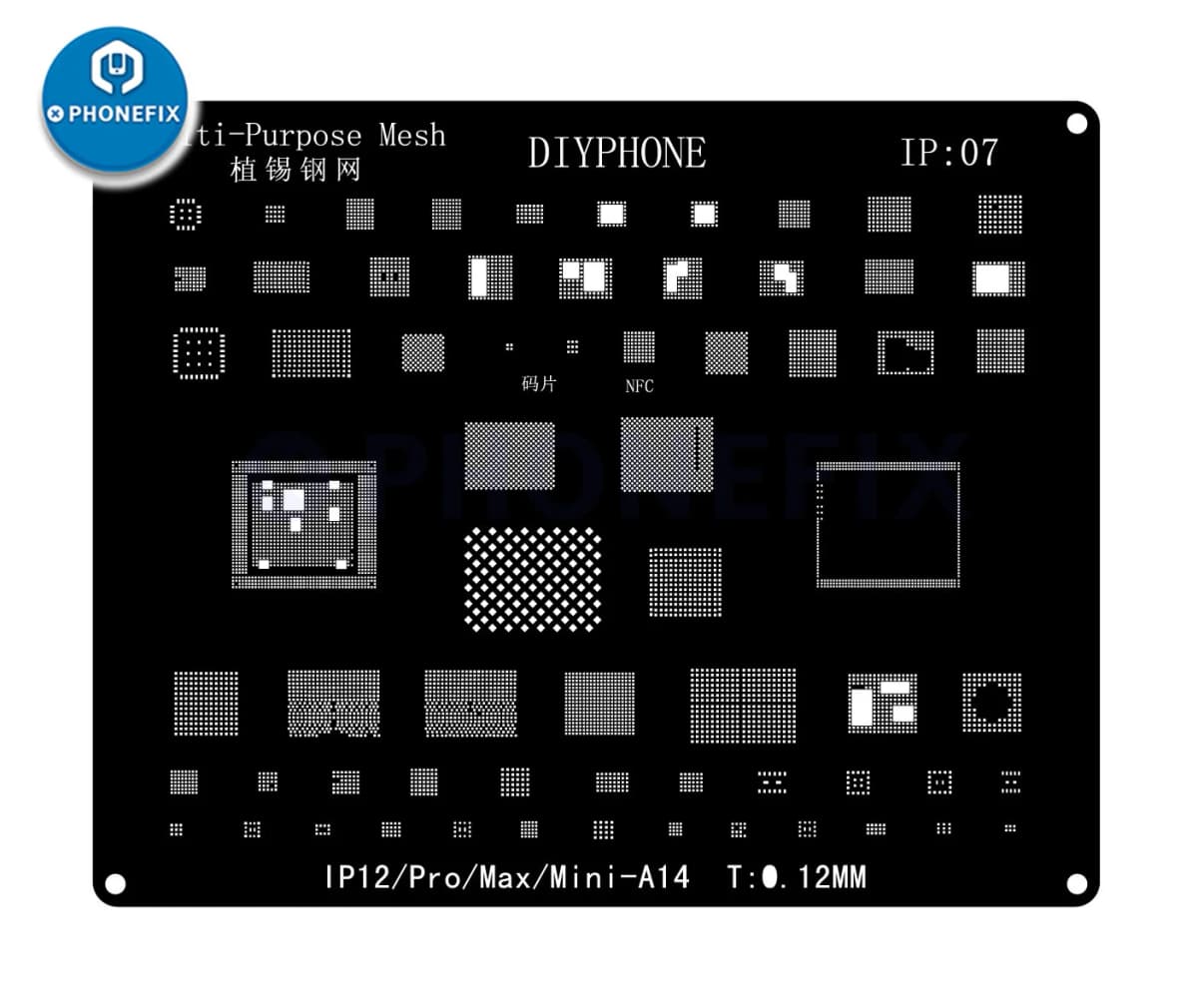 DIYPHONE BGA Reballing Stencil Kit For iPhone 17 16 15 14 13 13mini 11 12 Pro Max Black Steel CPU IC Chip Tin Soldering Net — view 5