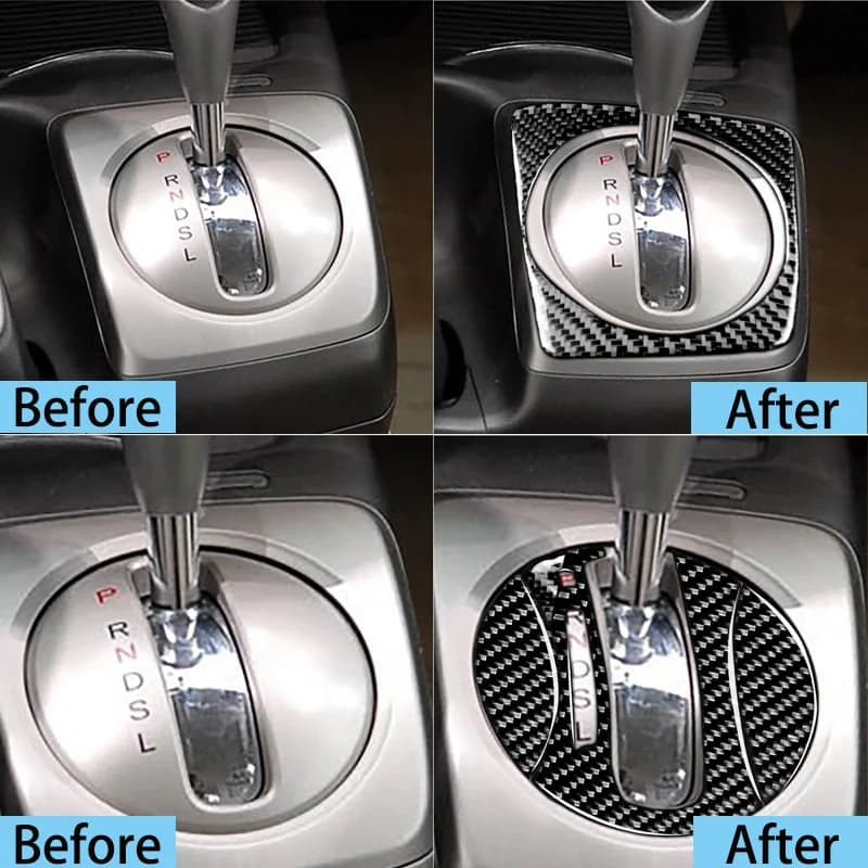 For Honda Civic 8 8th Gen 2006-2011 Car Stickers Carbon Fiber Interior Auto Gear Shift Panel Cover Trim Sticker Accessories — view 2