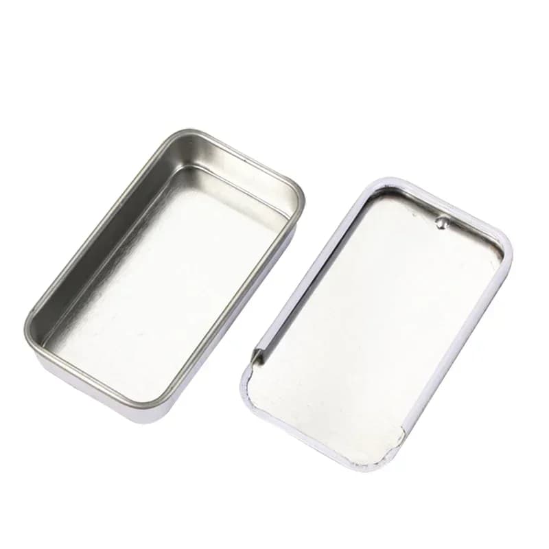 1pc Metal Rectangular Empty Tin Jar Tinplate Push Organizer Slide Cover Storage Box Candy Pill Jars Portable Mini Storage Box — view 4