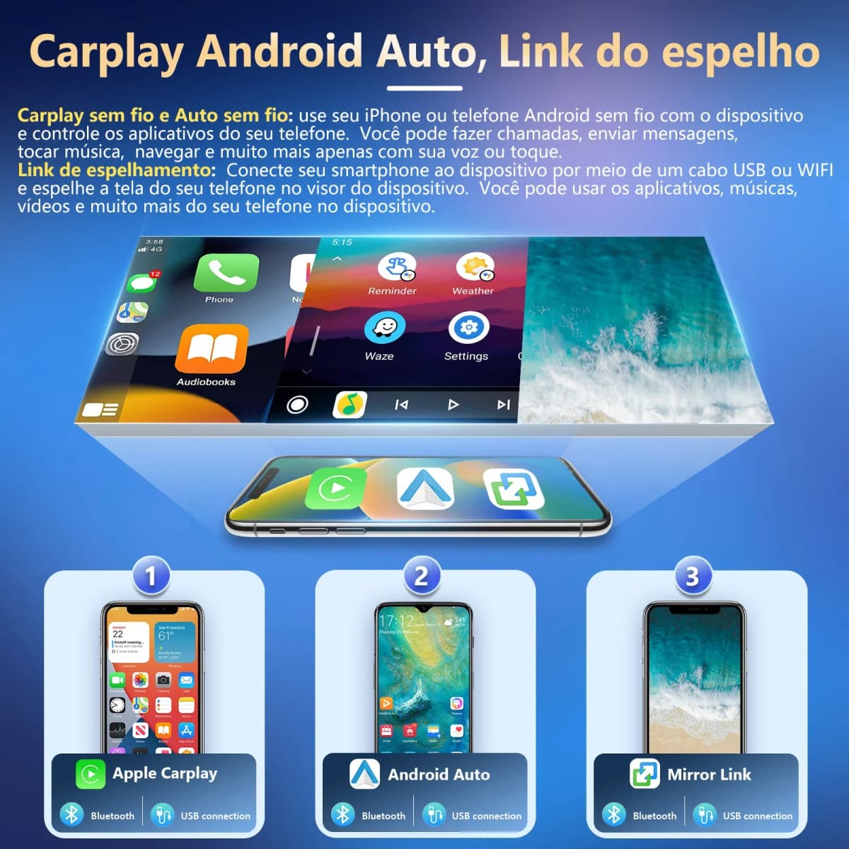 Podofo 2din Android GPS Car Stereo Carplay Radio Bluetooth FM Car MP5 Player 7 9 10 inch For Universal Nissan Toyota Kia Hyundai — view 2