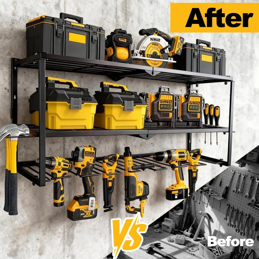Tool Organizer Shelf-Pegboard Hook System For Cordless Drill Racks Garage Tool Storage & Workspace Efficiency Tool Wall Panels. — view 4