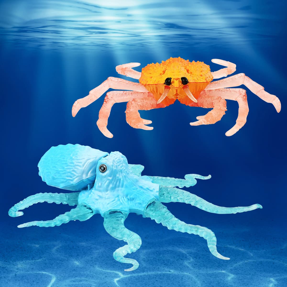 TPR simulation children's toy soft rubber stretching octopus pinching music decompression water toy crabs marine creatures — view 5