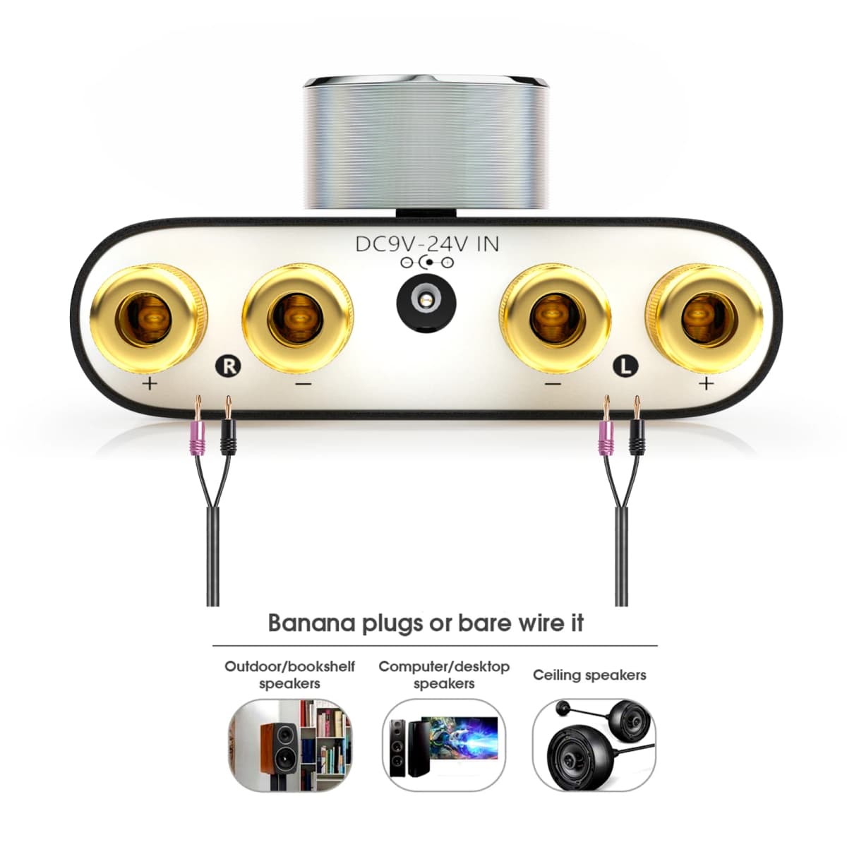 Douk Audio HiFi Bluetooth 5.0 Power Amplifier Mini TPA3116 Digital Class D Desk Stereo Audio Amp for Home Car 50W + 50W — view 3