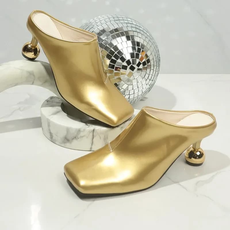 Women's New Square Head Deep Mouth Set Foot Waterproof Anti-slip Wear-resistant High Heels Spring Baotou Slippers — view 3