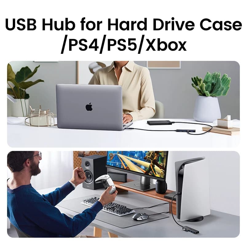 UGREEN USB 3.0 Hub 4 Ports  USB HUB Slim for Mouse Keyboard Compatible with MacBook Pro Air Laptop Desktop PC Xbox PS5 Splitter — view 4