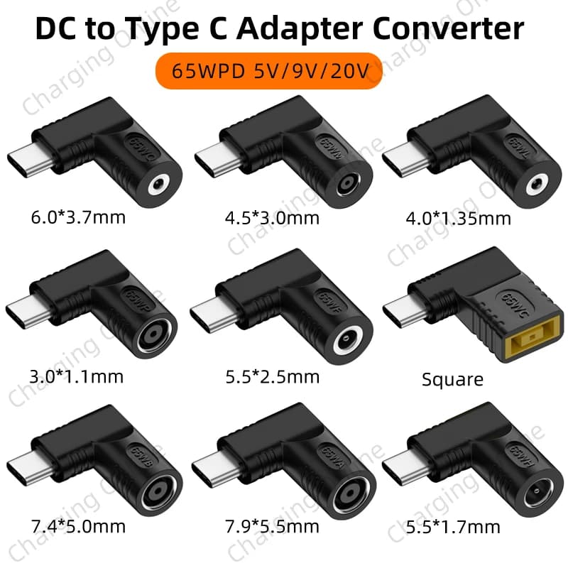 DC to Type C PD Power Jack Connector Universal Laptop Charger to 65W USB C PD Adapter Converter for Macbook POCO Samsung Xiaomi