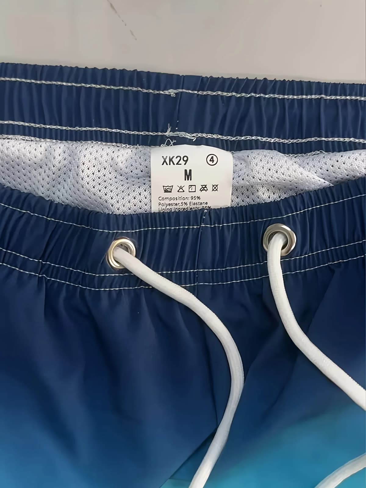 Mens Blue Orange Gradient Color Quick Dry Board Shorts Elastic Drawstring Swim Trunks Summer Beach Casual Outfit — view 3