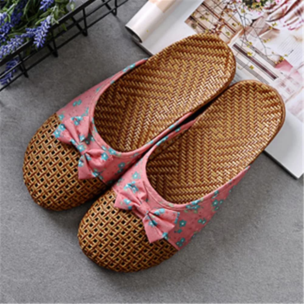 Summer Shose Women Slippers Beach Flip Flops Breathable Linen Flat Slippers Female Casual Flax Bow Ladies Slippers Sandals Shoes — view 5