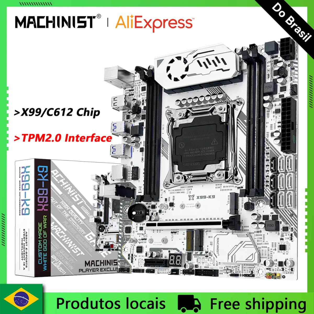 MACHINIST X99 K9 Motherboard C612 Chip Supports TPM 2.0 LGA 2011-3 CPU Four Channel DDR4 RAM PCIE3.0 USB3.0 for Desktop Host
