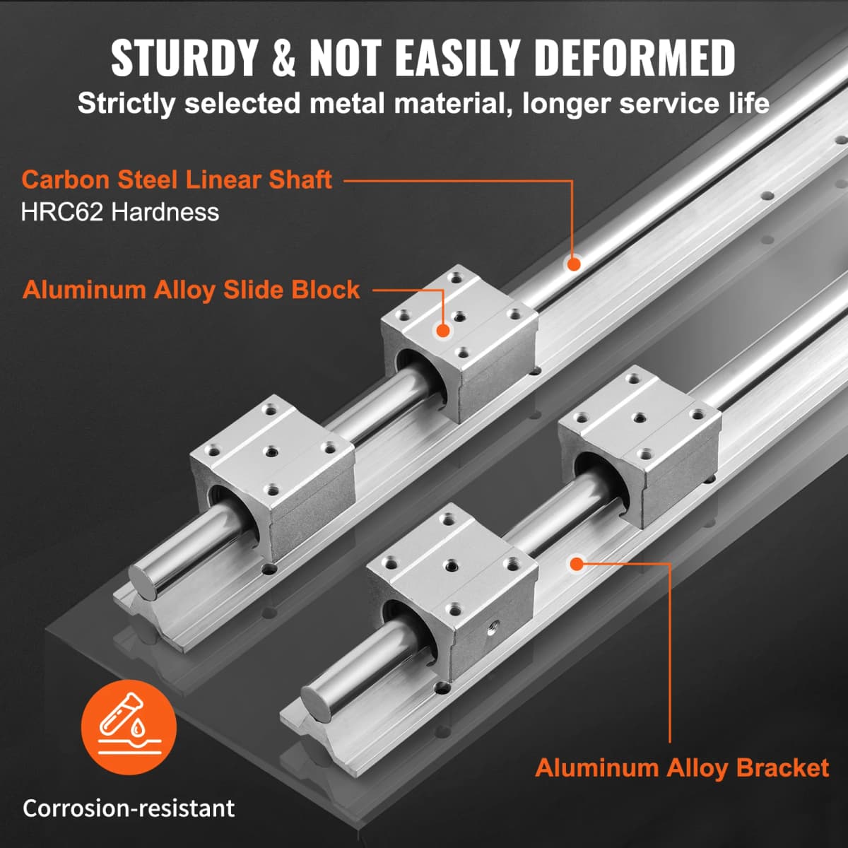 SucceBuy 2PCS Linear Guide Rails SBR16 SBR25 1500-2200mm & 4PCS UU Bearing Blocks Smooth Motion DIY Mills CNC Parts — view 3
