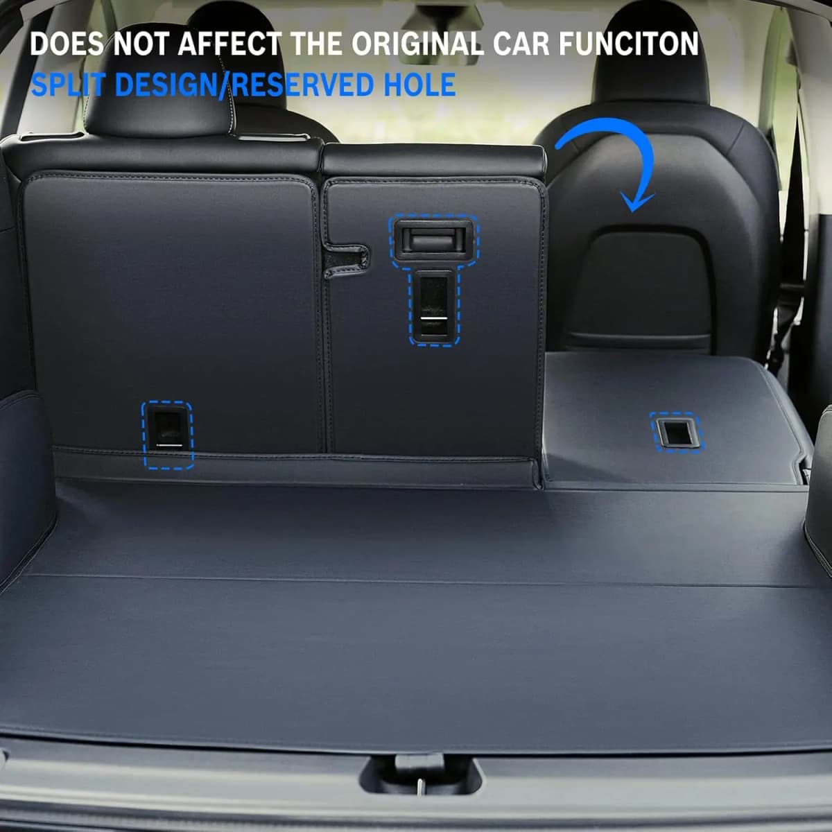 For Tesla Model Y Model 3 Highland Leather Trunk Mats Rear Seat Back Protector Pad Backrest All Weather Liner Pet Anti-kick Pad — view 3