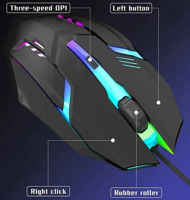 Latest high-quality ergonomic gaming mouse, suitable for desktop and laptop computers, 4-button USB RGB backlit mouse — view 5