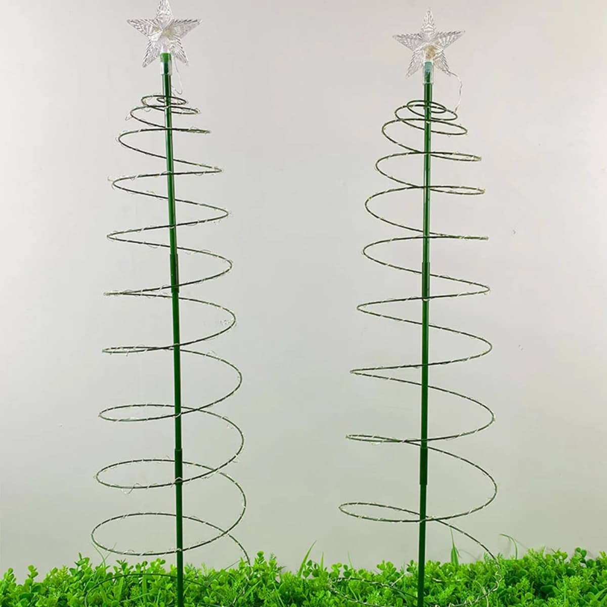 Solar Powered Xmas Tree Grass Stake Lights with Star Christmas Tree Lawn Stake Lamp Waterproof for Pathway Lawn Patio — view 5