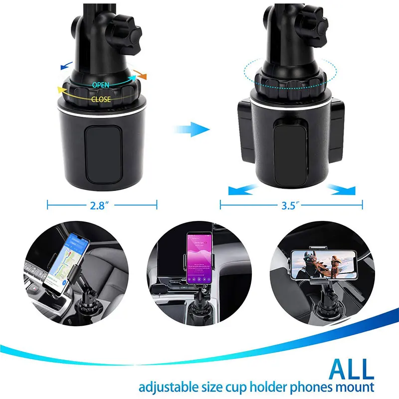 Universal Car Phone Holder Cellphone Mount Stand Adjustable Car Cup Phone Mount for iPhone 14 13 12 Por MAX Huawei Samsung — view 2