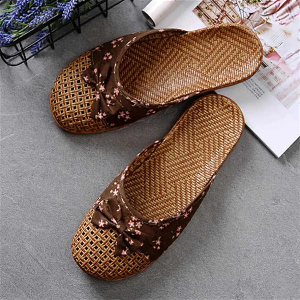 Summer Shose Women Slippers Beach Flip Flops Breathable Linen Flat Slippers Female Casual Flax Bow Ladies Slippers Sandals Shoes — view 4