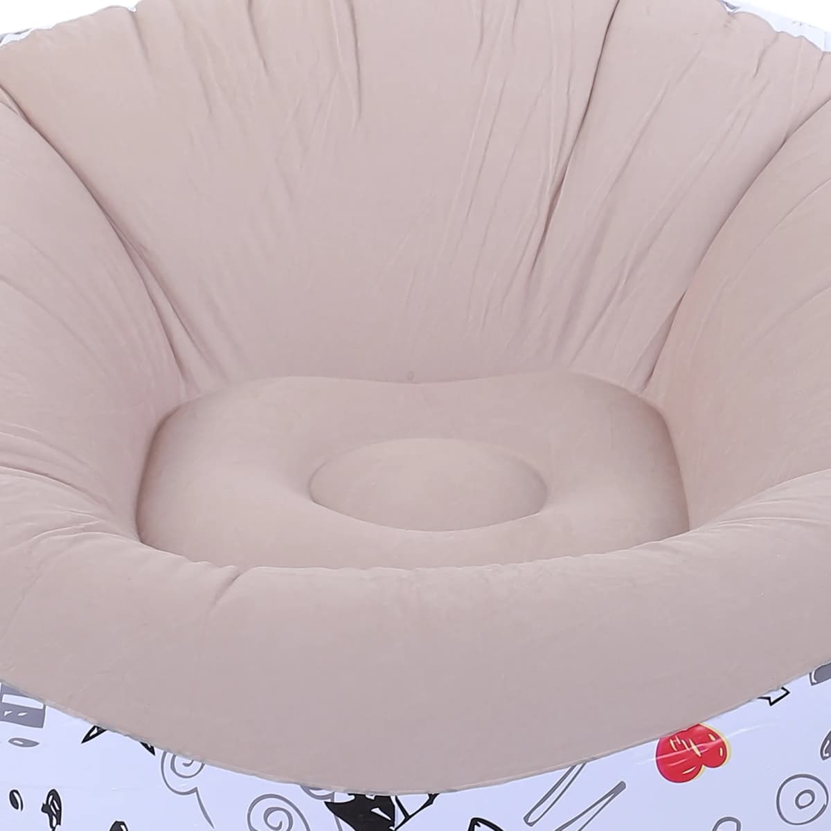 Inflatable Bean Bag Chair Doodle Pattern PVC Flocked Blow Up Sofa Chair for Living Room Bedroom Inflatable Flocked Lounge Chair — view 5