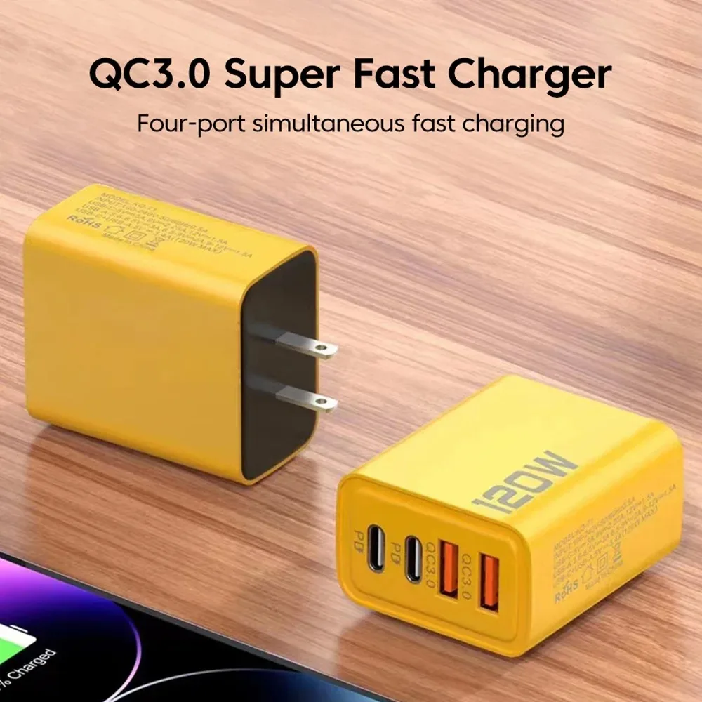 120W USB PD Charger Type C Fast Charging EU/US Plug Wall Charger For iPhone Samsung Xiaomi Quick Charge 3.0 Mobile Phone Adapter — view 5