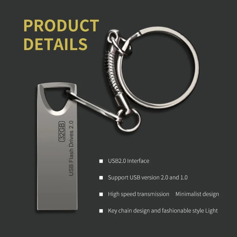 2025 New Innovation 3.0 USB Flash Drive Pen Drives 128GB 64GB 32GB USB 2.0 Metal Stick  Pendrive Flash Drive For Laptop/PC/Car — view 4