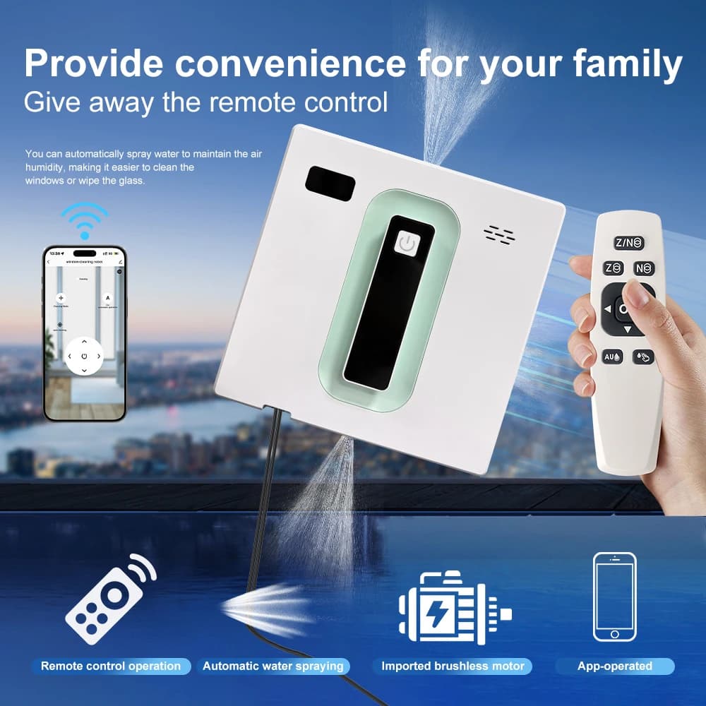 PuRuiKai Robot Electric Automatic Window Cleaning Robotic , With APP/Remote Control,With Voice Broadcast Two-way Automatic Spray — view 5