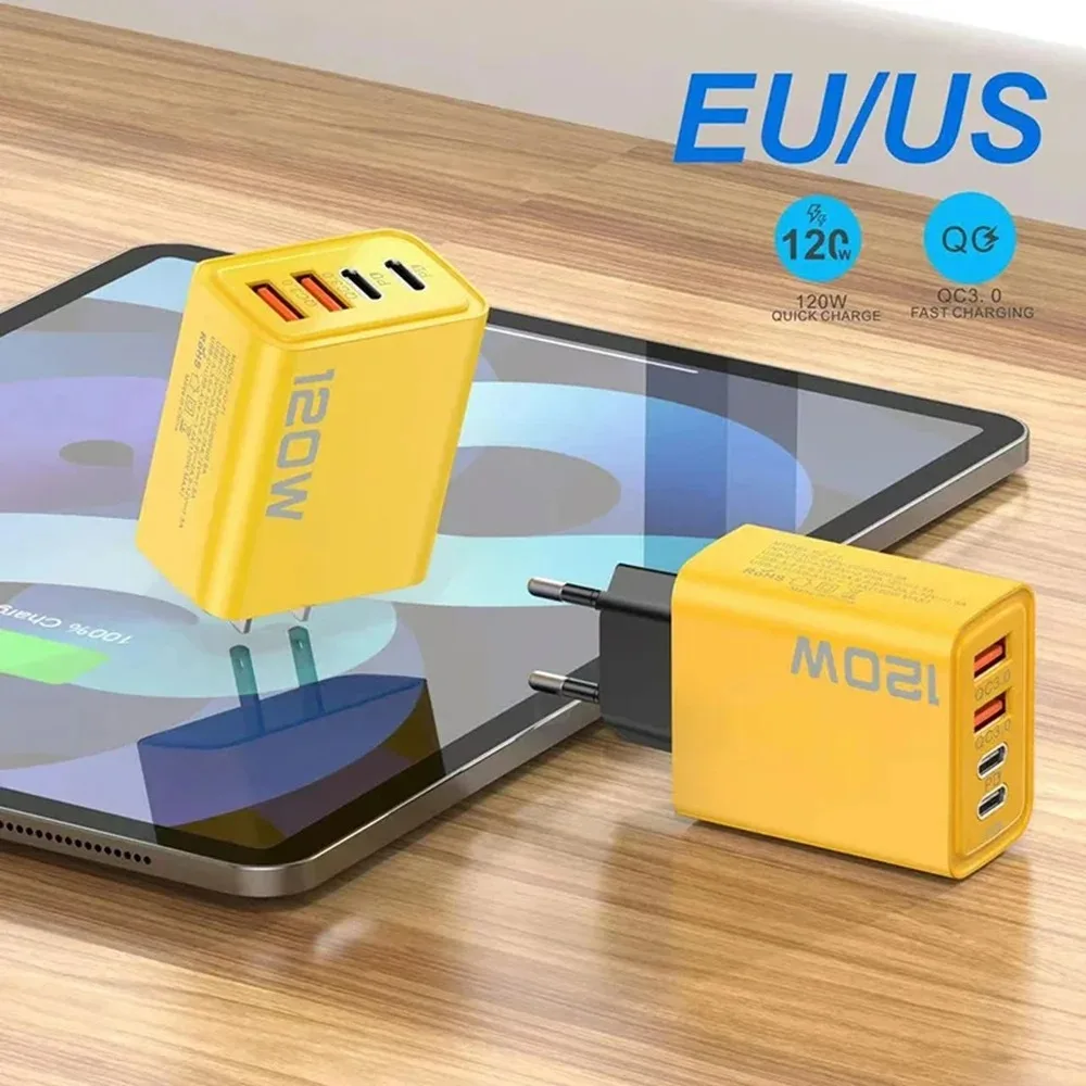 120W USB PD Charger Type C Fast Charging EU/US Plug Wall Charger For iPhone Samsung Xiaomi Quick Charge 3.0 Mobile Phone Adapter — view 6