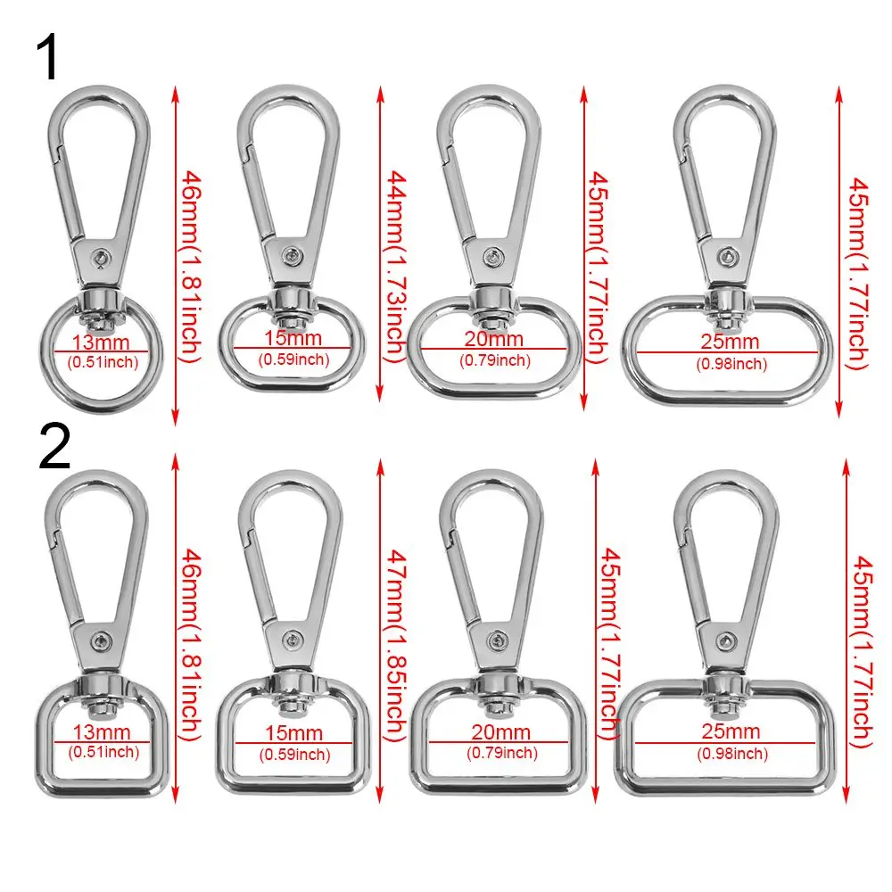 5pcs 13/15/20/25mm Metal Bags Strap Buckles Lobster Clasp Collar Carabiner Snap Hook DIY KeyChain Bag Part Accessories — view 2