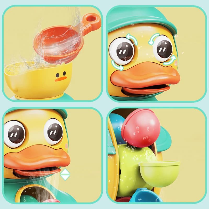 Kids Shower Bath Toys Cute Duck Bathtub Toys for Toddlers 1-4 Years Old with Rotating Water Wheels Bathroom Power Suction Water — view 5