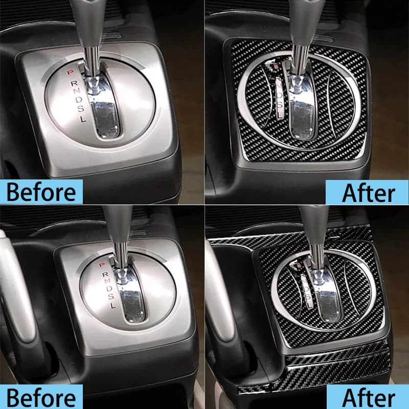 For Honda Civic 8 8th Gen 2006-2011 Car Stickers Carbon Fiber Interior Auto Gear Shift Panel Cover Trim Sticker Accessories — view 3