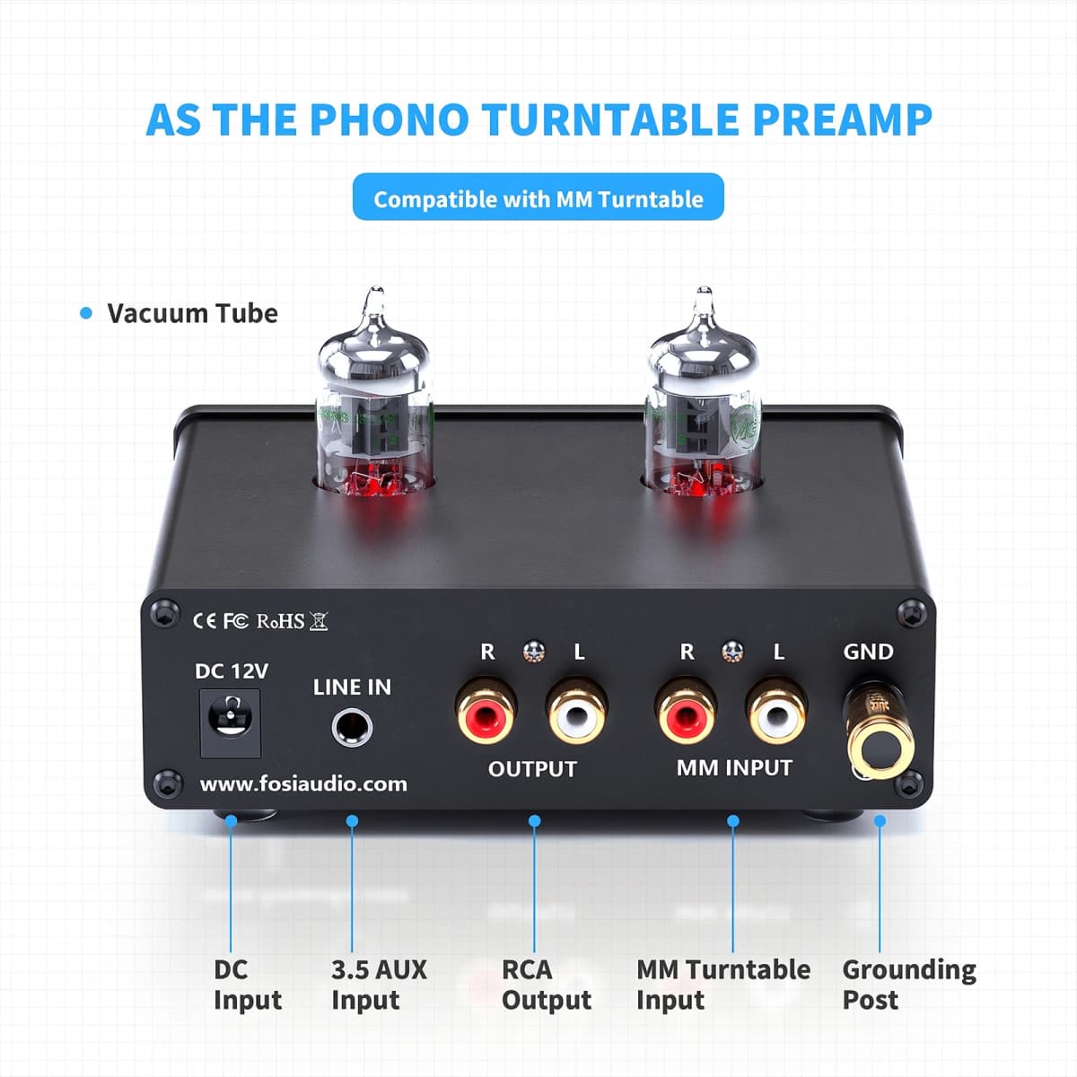 Fosi Audio Phono Preamp for Turntable Phonograph Preamplifier With Vacuum Tube Amplifier HiFi BOX X4 — view 4