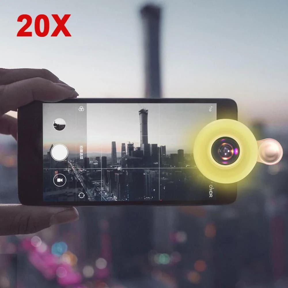 Macro Lens for Mobile 20X Fill Ring Light Selfie Live Lamp Camera Lens with LED Universal Flash Smartphone Portable Light Clip — view 4