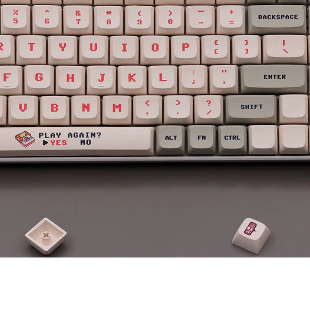 138 Keys Anime Retro Red And White Machine Keycaps Dye Sub PBT XDA Profile for MX Switch DIY Ducky Game Mechanical Keyboard — view 2