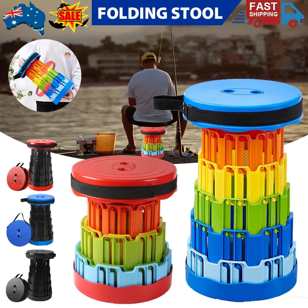 Telescopic Folding Stool for Outdoor Travel and Camping Portable Compact Stool for Adults and Kids