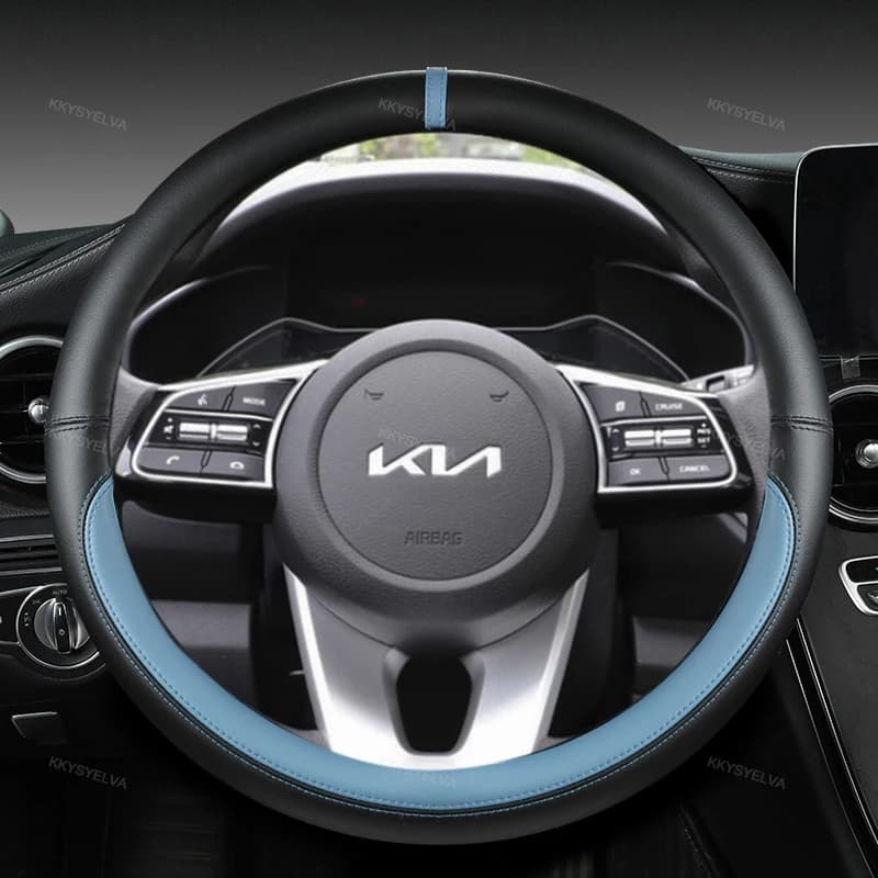Car Steering Wheel Cover 38cm 15" Leather For Kia Sportage Sid Rio 3 Soul Sportage Ceed Sorento Cerato K2 K3 K4 K5 KX3 KX5 2022 — view 5