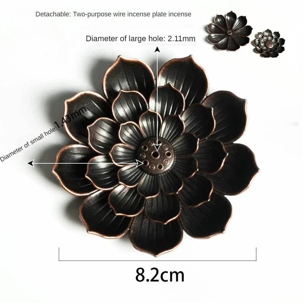 Incense Holder for Sticks Alloy Incense Burner Creative 3 levels Lotus Incense Stick Holder and Detachable Ash Catcher — view 6